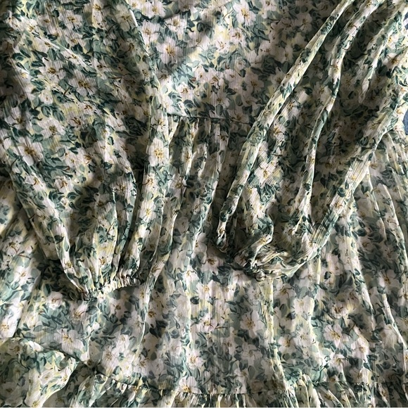 Plus size A shaped floral light green dress - Picture 4 of 9